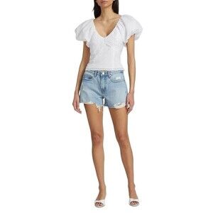 Frame Women’s Milkmaid White Puff Sleeve Blouse Cottage Prairie Square Neck XS